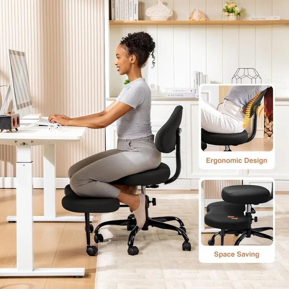 Adjustable Kneeling Chair & Retractable Footrest
