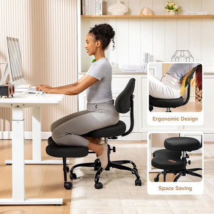 Adjustable Kneeling Chair & Retractable Footrest