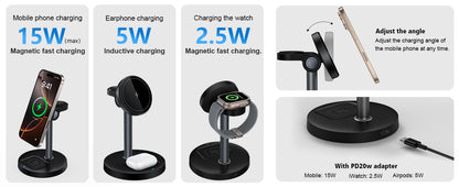 MagFusion Pro 3-in-1 Magnetic Wireless Charging Station