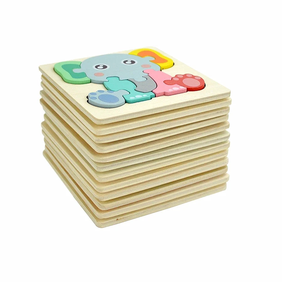 3D Wooden Animal & Vehicle Puzzle Set