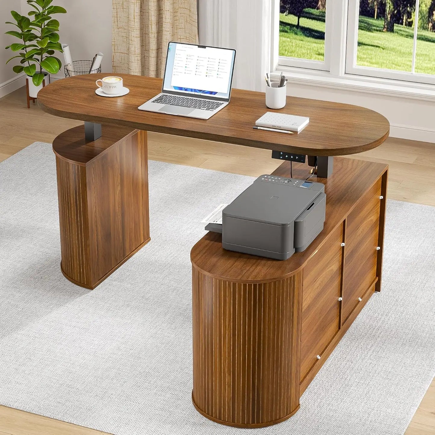 Ashton Mid-Century Electric L-Shaped Standing Desk