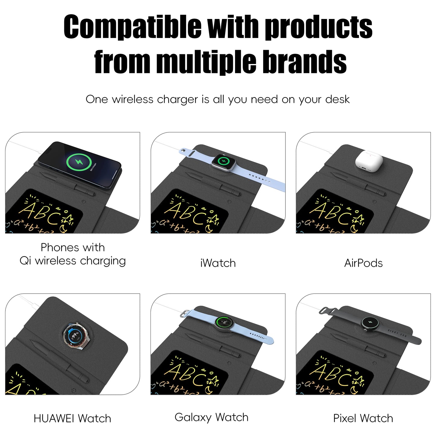 Foldable Charging Mouse Pad with Writing Tablet