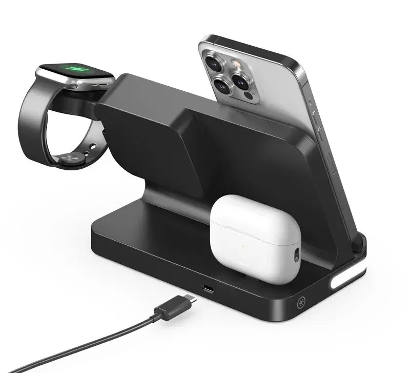 AuraCharge Pro 6-in-1 Wireless Charging Station with LED Clock
