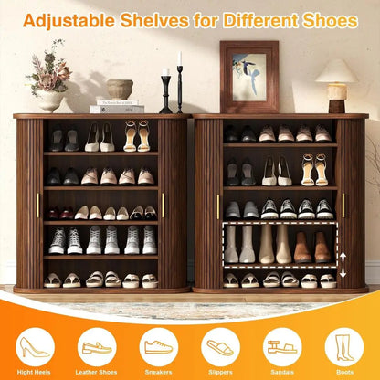 5-Tier Gold Handle Shoe Cabinet