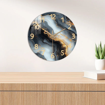Blue & Gold Marble Wall Clock