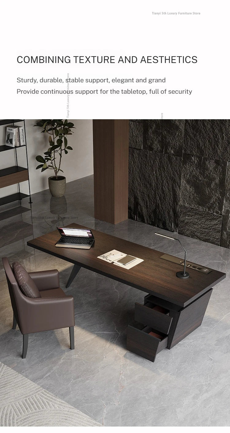 Milano Italian Minimalist Solid Wood Office Desk