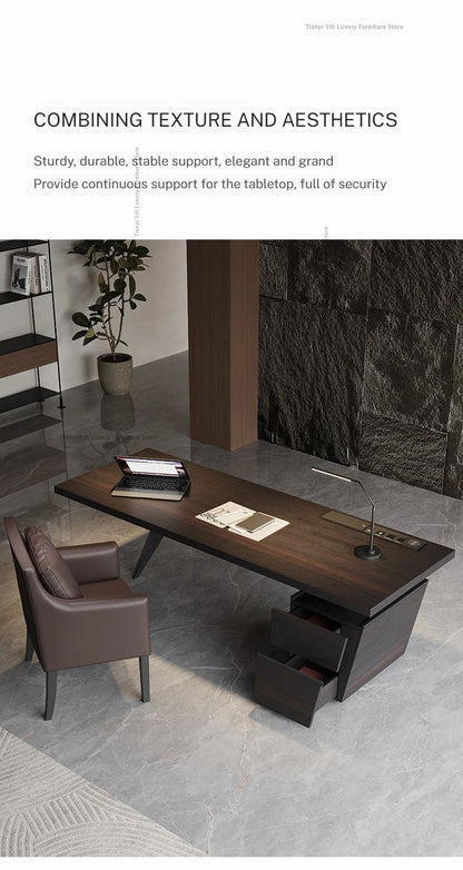 Milano Italian Minimalist Solid Wood Office Desk