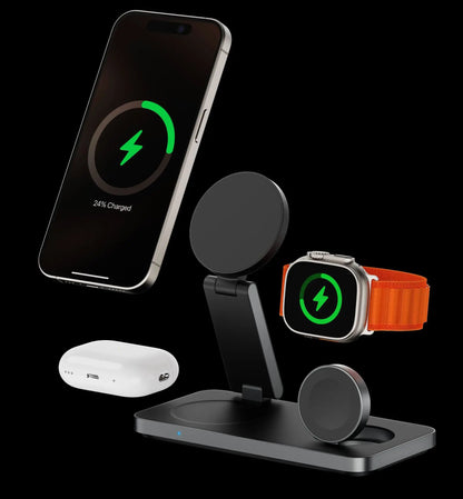 FoldCharge Pro 3-in-1 Magnetic Wireless Charging Station