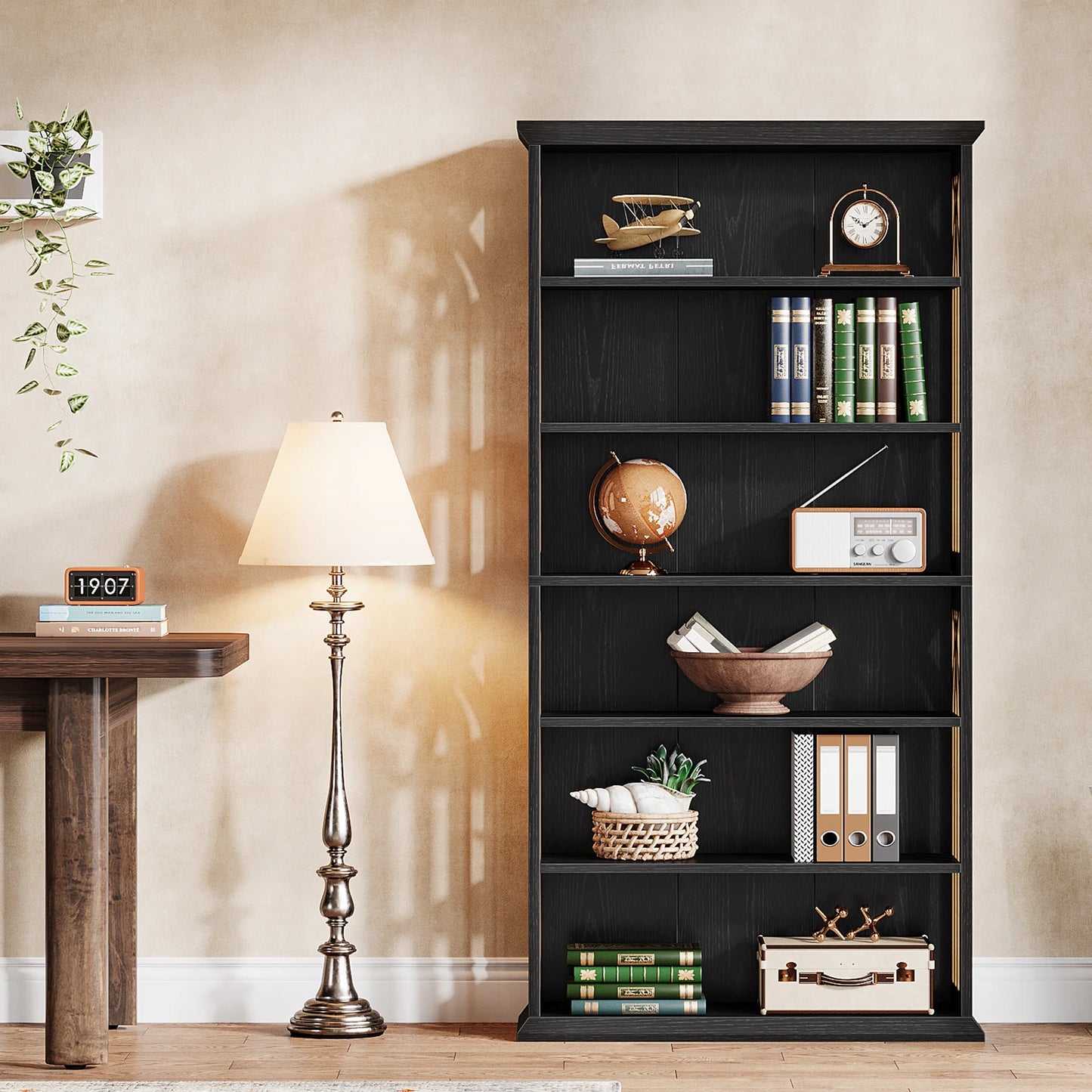 Ashcroft 6-Tier Bookcase with Adjustable Shelves & Storage Cabinet