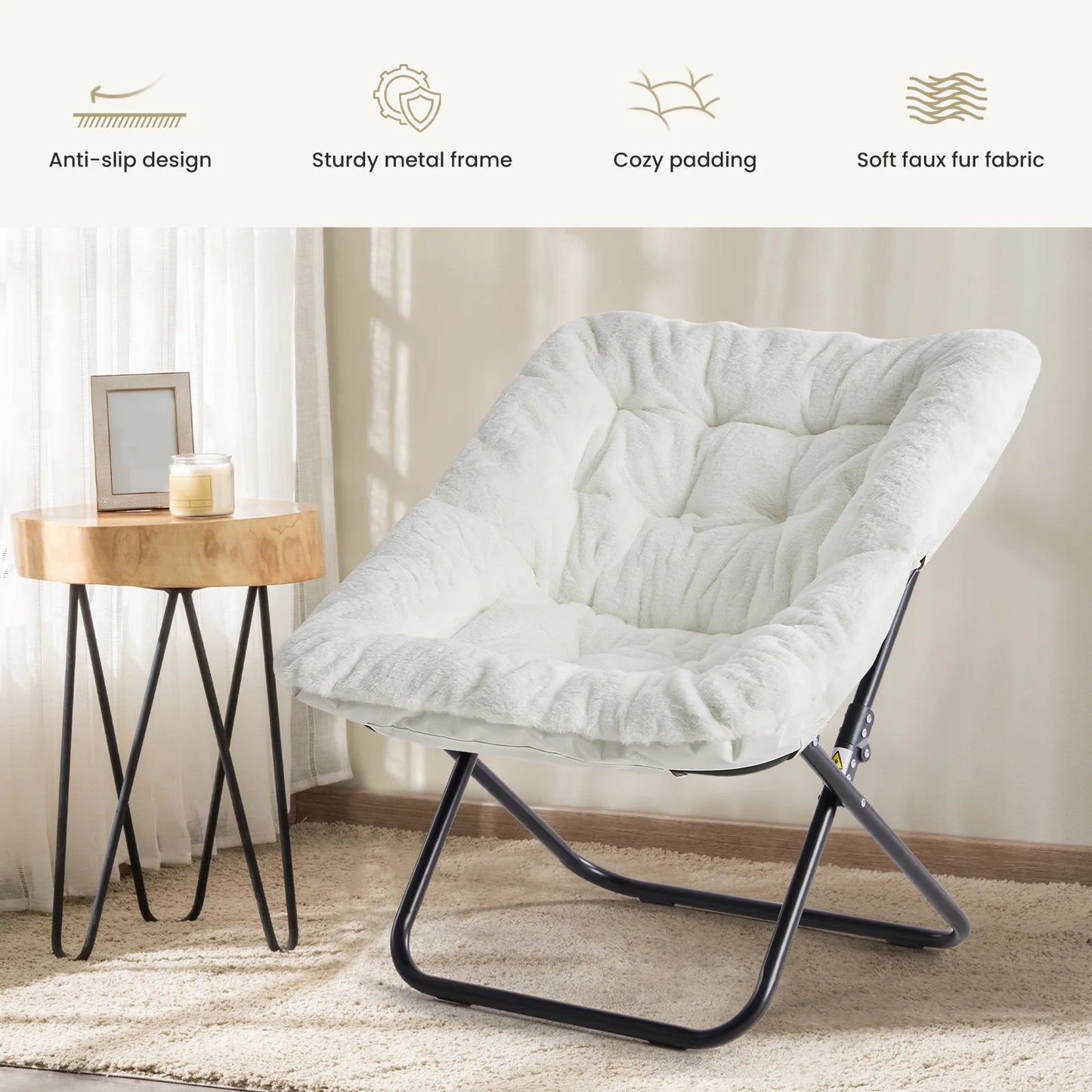 Faye Faux Fur Saucer Chair