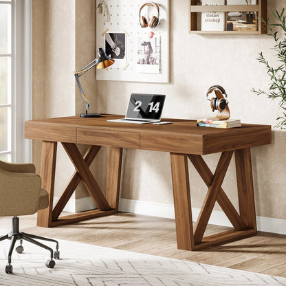 Mid-Century Walnut Farmhouse Desk