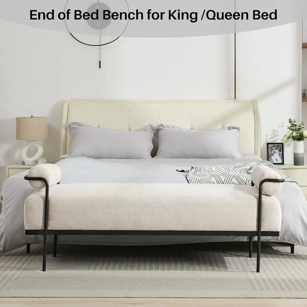 Chenille Ottoman Bench