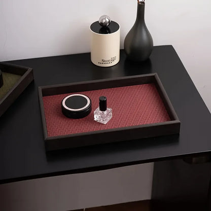 Woven Texture Faux Leather Storage Tray