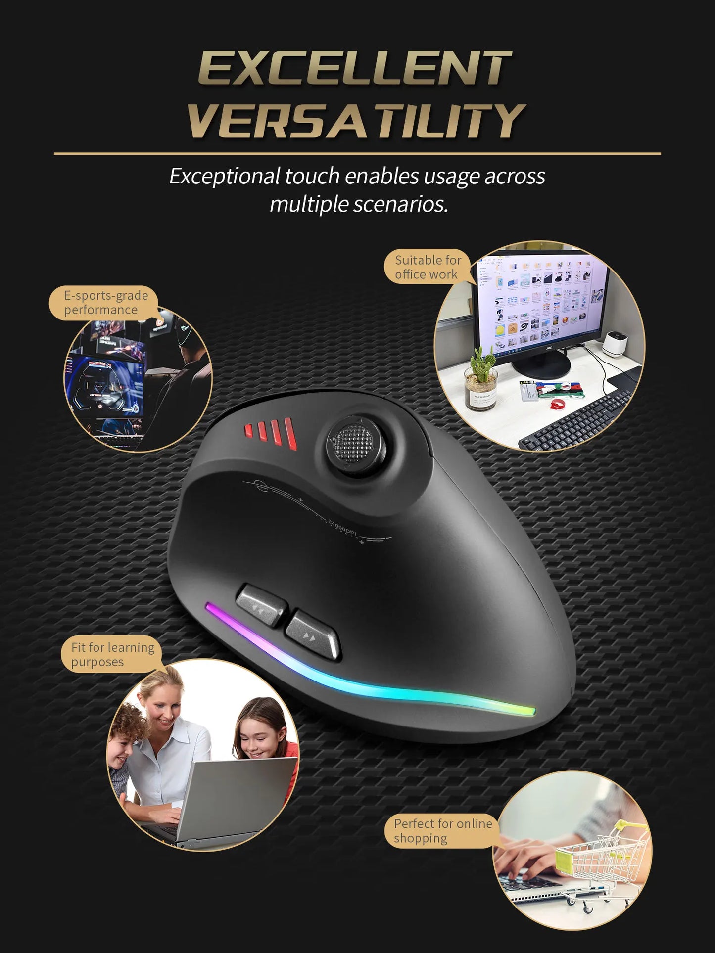 ZELOTES F18 Vertical Wireless Mouse