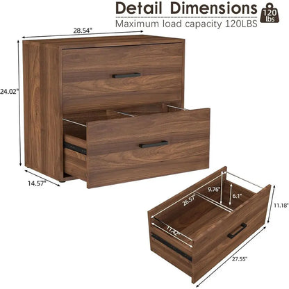Premium Walnut Lateral Filing Cabinet with Dual Deep Drawers
