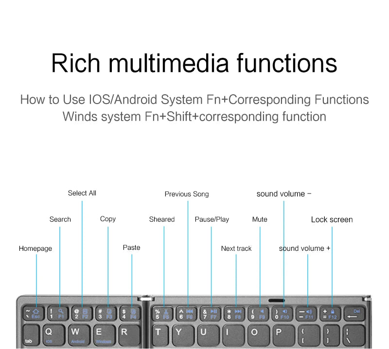 Mini Folding Bluetooth Keyboard + Touchpad