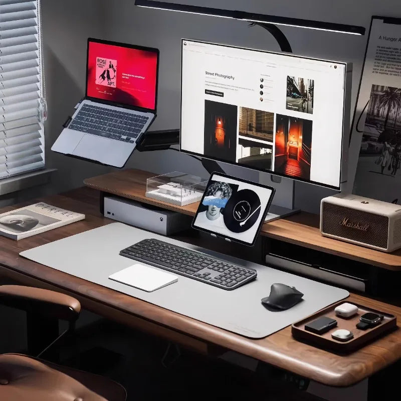 Walnut Wood Laptop Riser with Storage