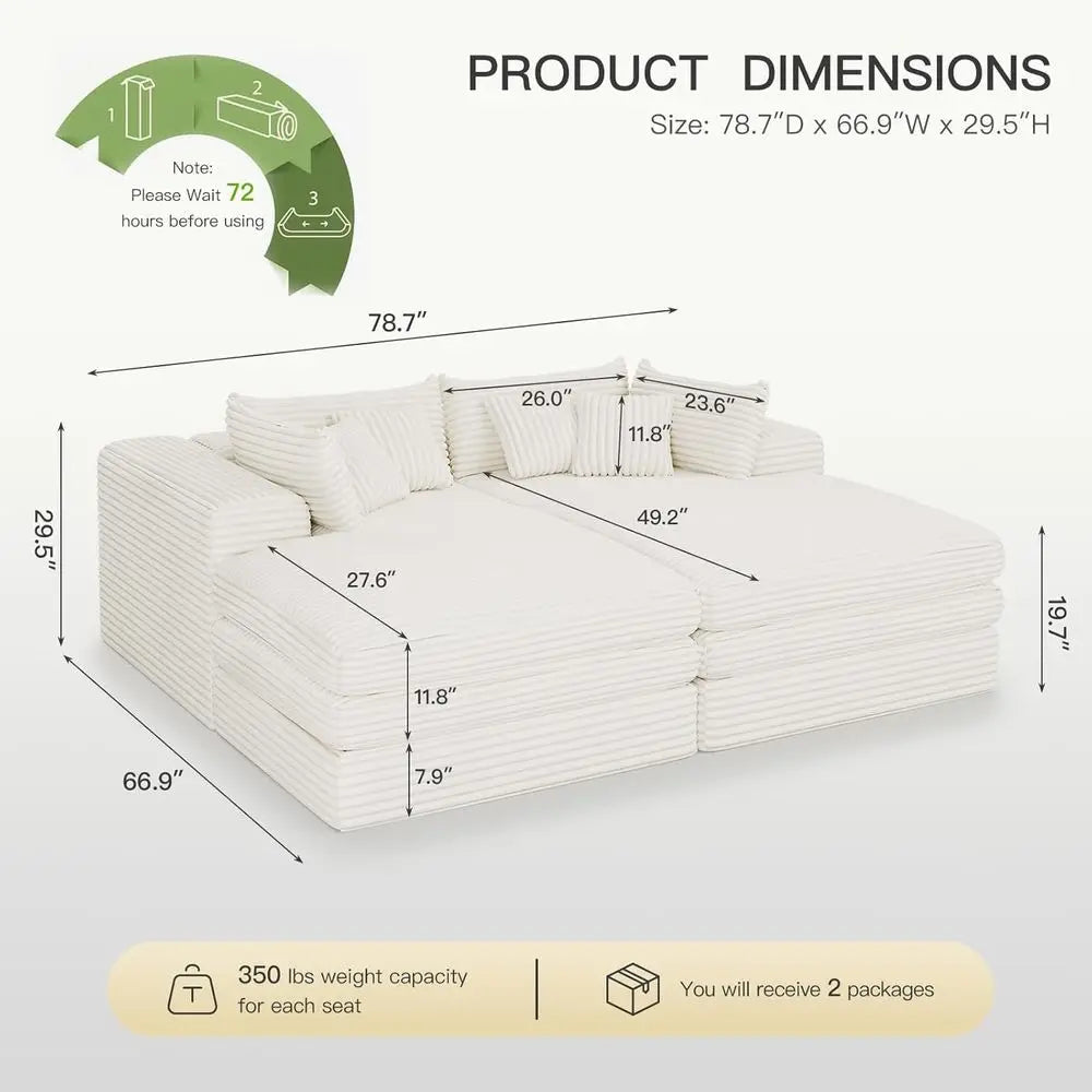 Aurora Double Chaise Cloud Sofa