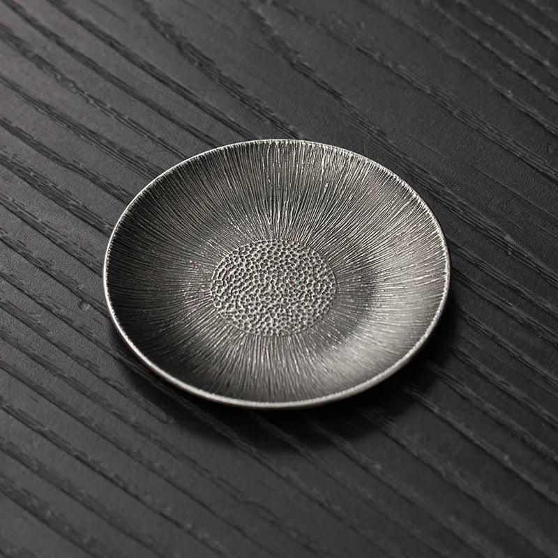 Antique Alloy Teacup Coaster Set