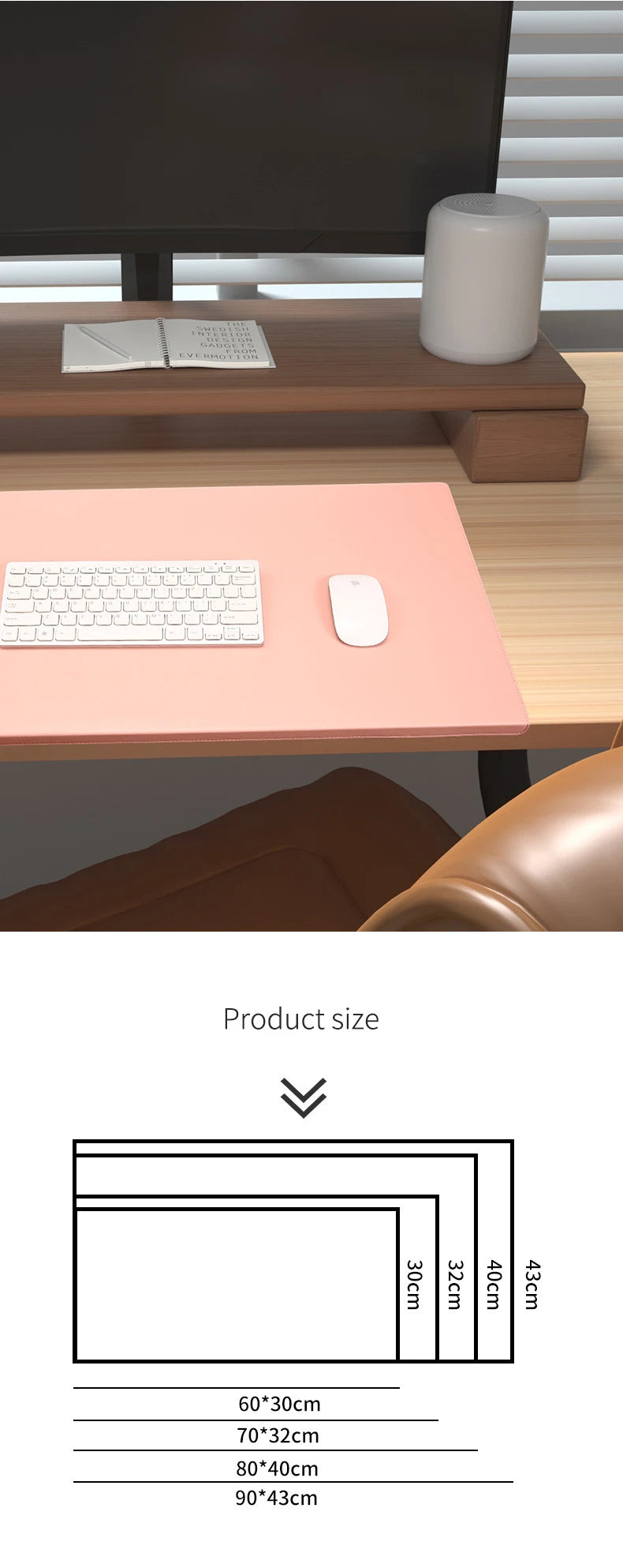 PU Leather Desk Mat with Wrist Support