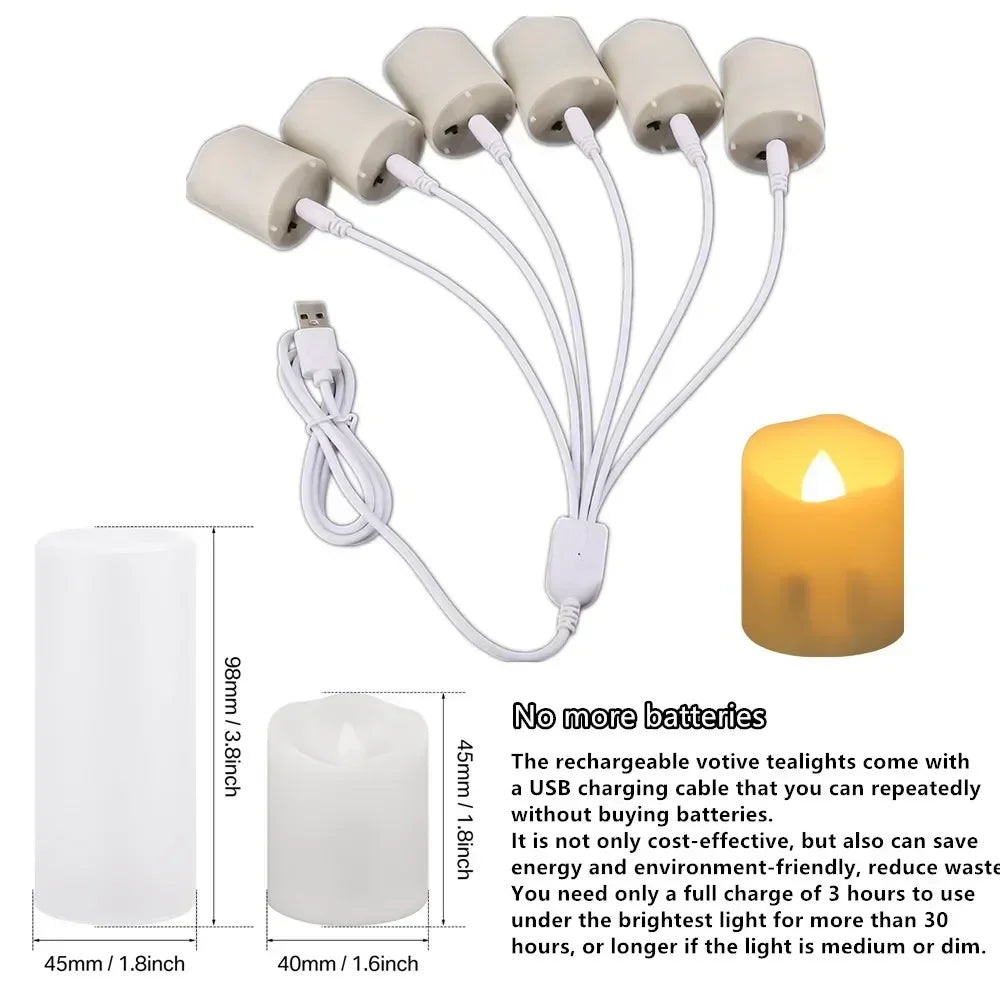 Rechargeable LED Candle Timer Set (6-Pack)