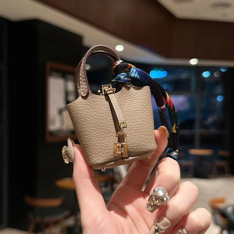 Basket Bag Charm Keychain Accessory