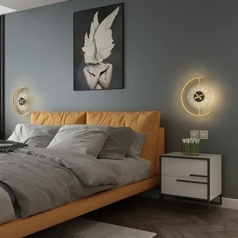 Lunaris Gold LED Wall Clock & Lamp