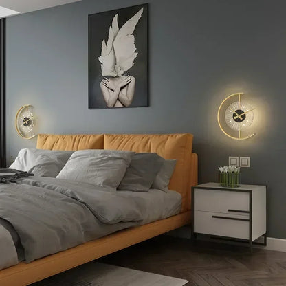 Lunaris Gold LED Wall Clock & Lamp