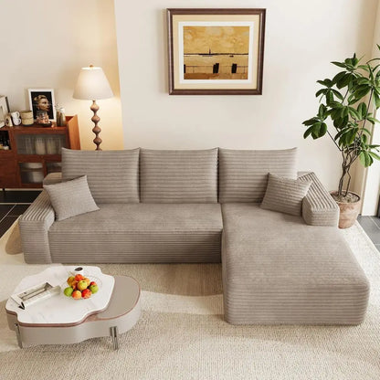 L-Shape Corduroy Sectional Couch