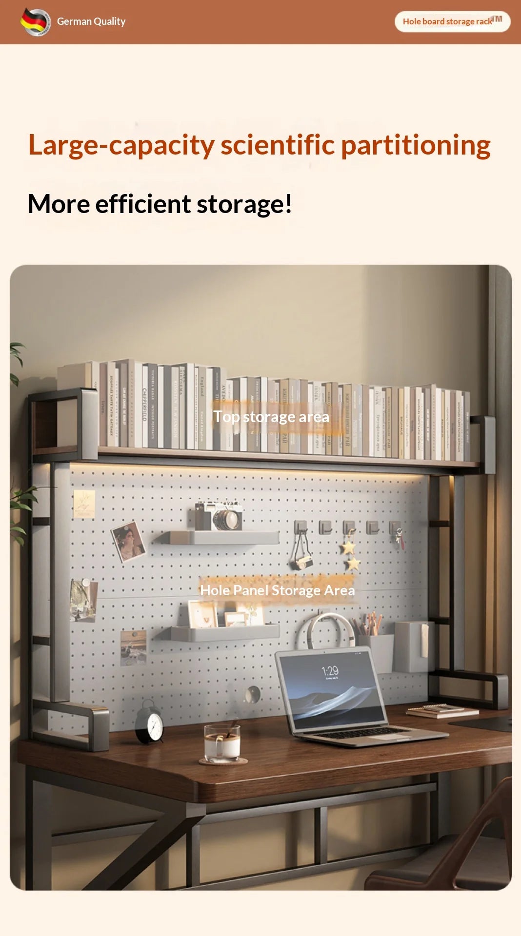 Pegboard Desktop Shelf Organizer