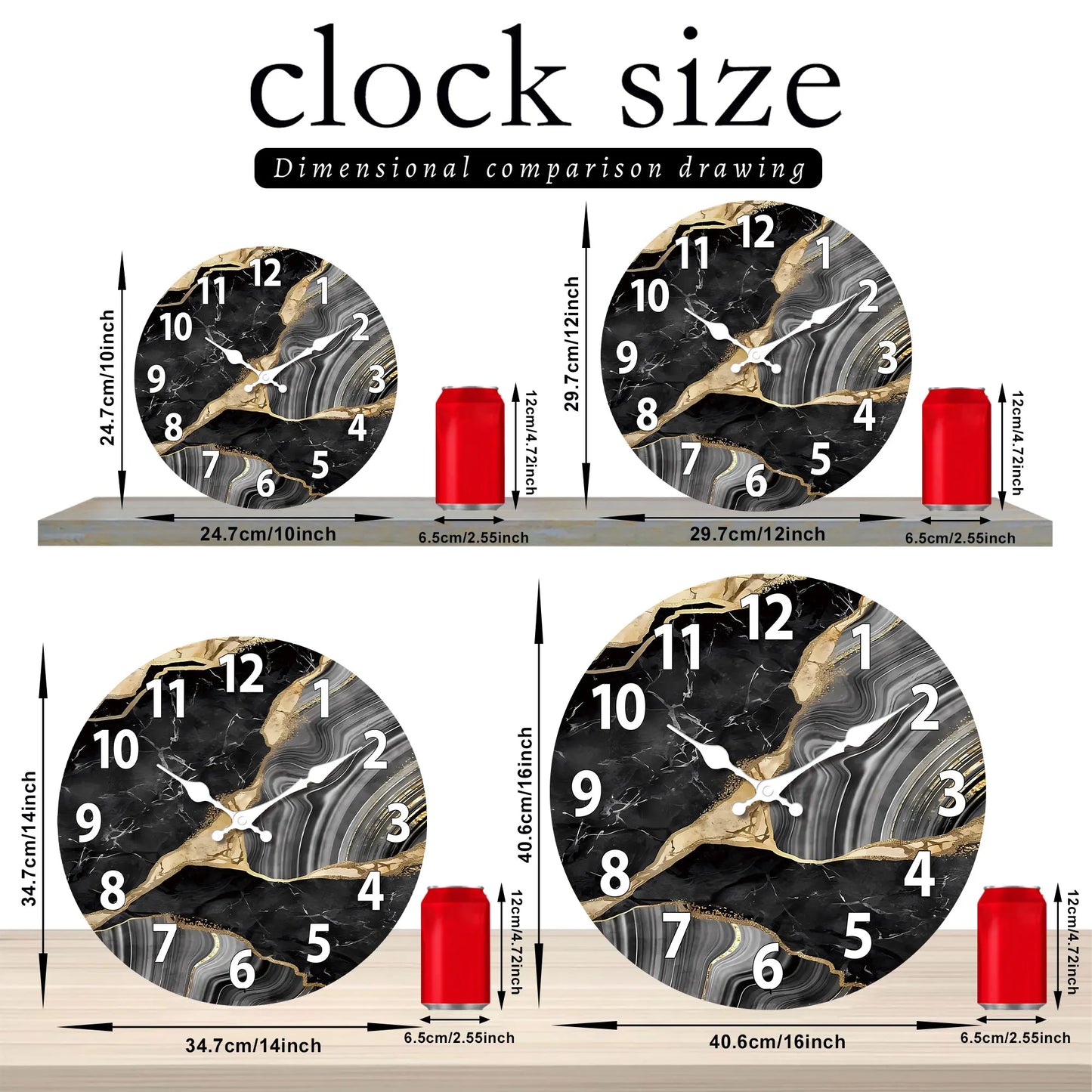 MarbellaTime Marble Wood Wall Clock