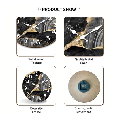 MarbellaTime Marble Wood Wall Clock