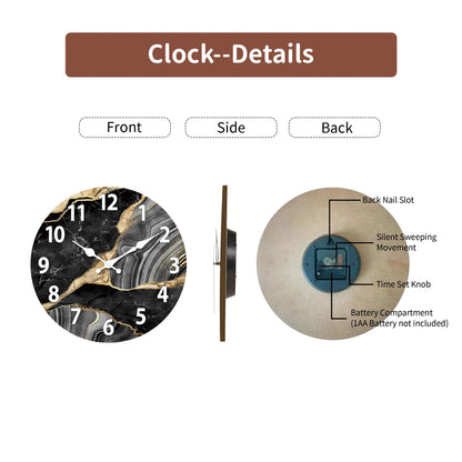 MarbellaTime Marble Wood Wall Clock