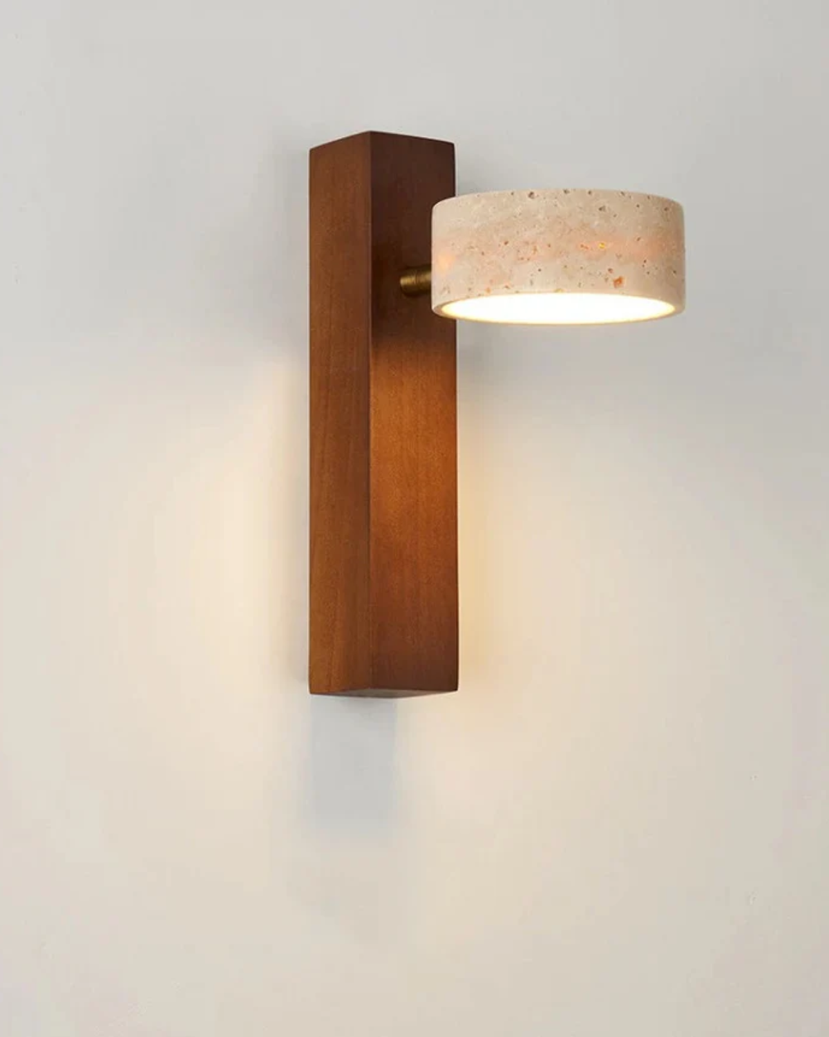 Travertine Stone Wood Wall Sconce