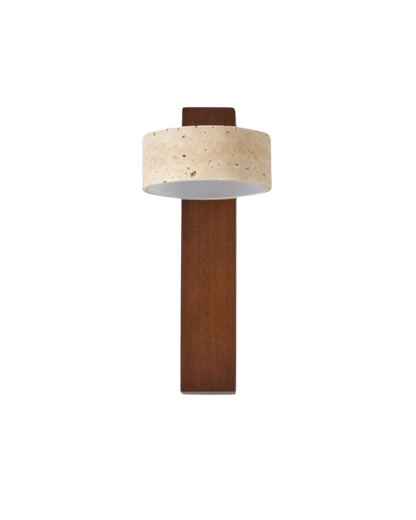 Travertine Stone Wood Wall Sconce