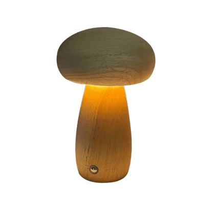 Cordless Wood Mushroom Lamp, Bedside Glow