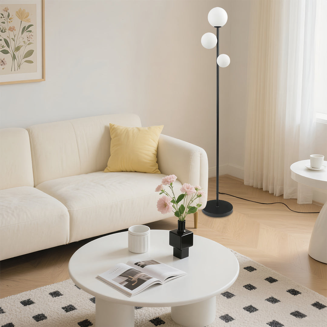 Ergové Japandi Globe Floor Lamp, Gold, Black or White