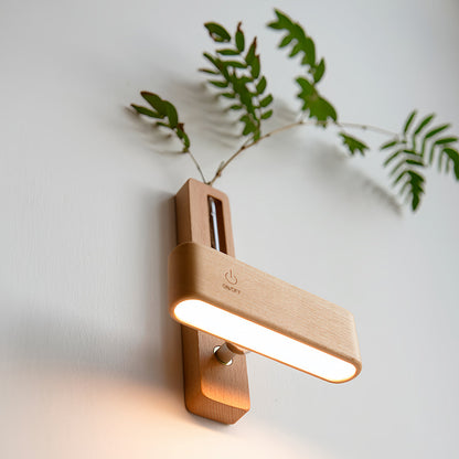 Ergové Wood Wall Light with Glass Vase, Magnetic Mount