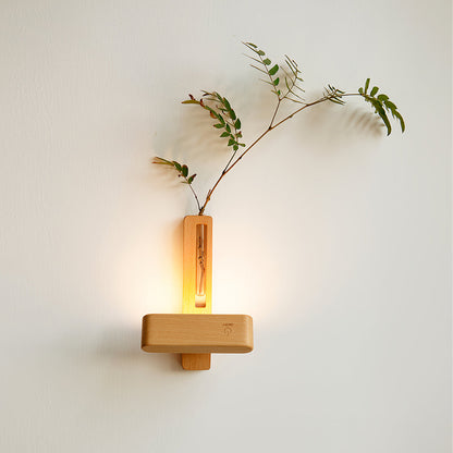 Ergové Wood Wall Light with Glass Vase, Magnetic Mount