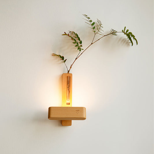 Ergové Wood Wall Light with Glass Vase, Magnetic Mount