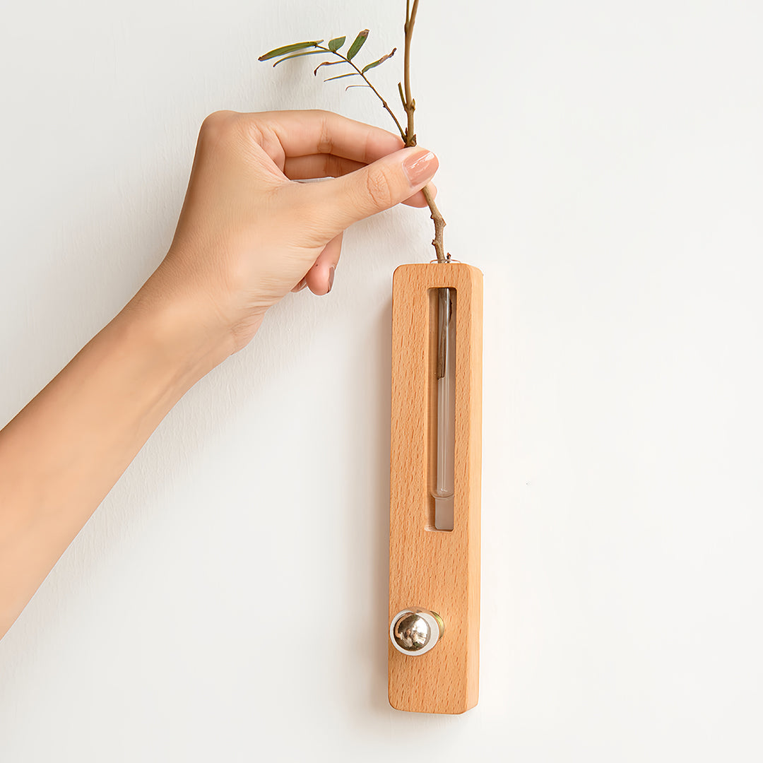 Ergové Wood Wall Light with Glass Vase, Magnetic Mount