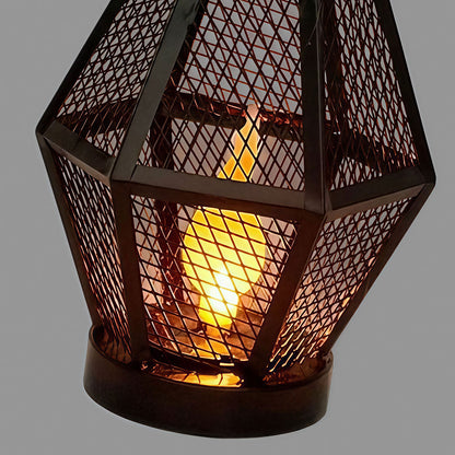 Cordless Iron Mesh Accent Lamps, Set of 2, Black