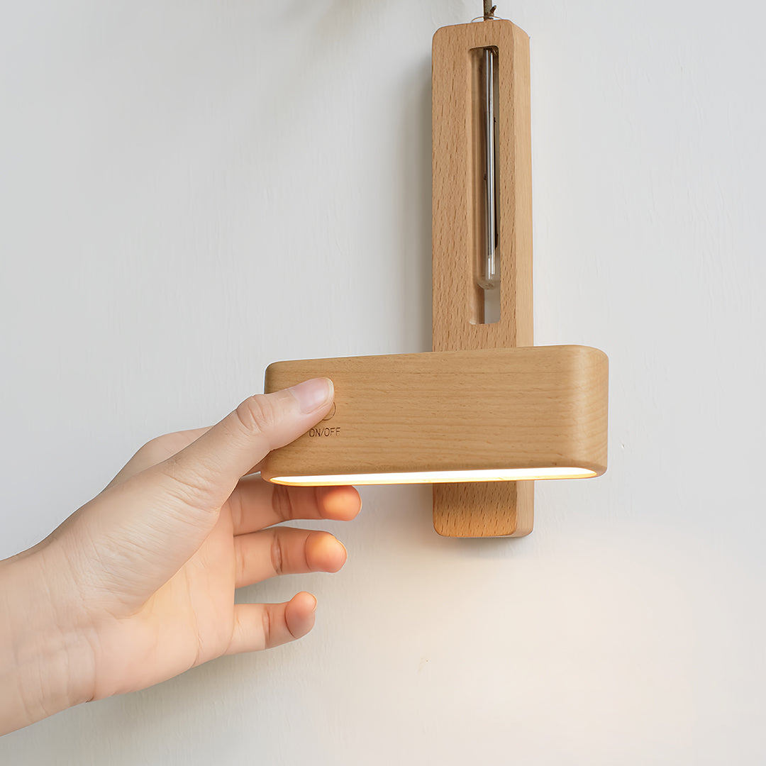 Ergové Wood Wall Light with Glass Vase, Magnetic Mount