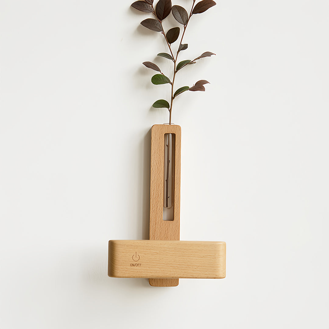 Ergové Wood Wall Light with Glass Vase, Magnetic Mount