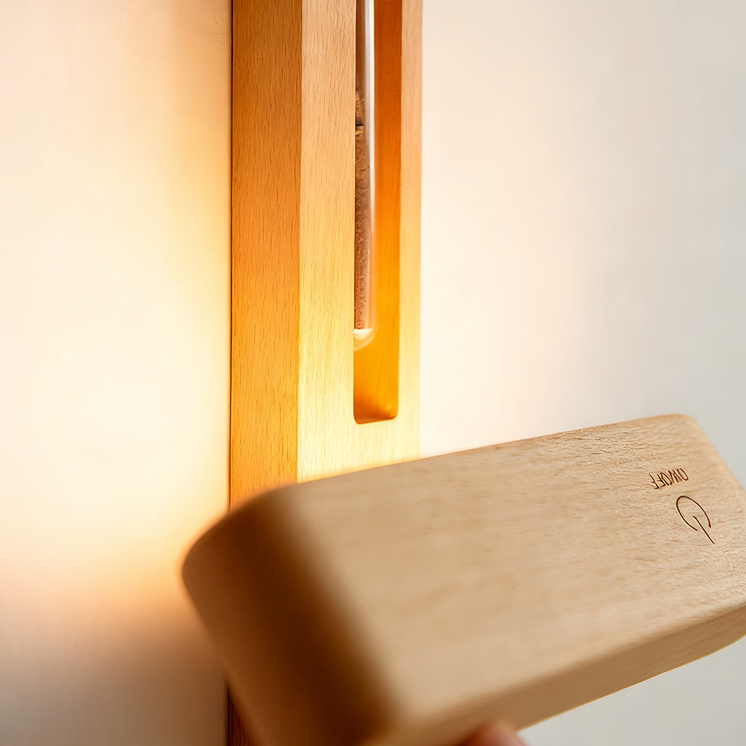 Ergové Wood Wall Light with Glass Vase, Magnetic Mount