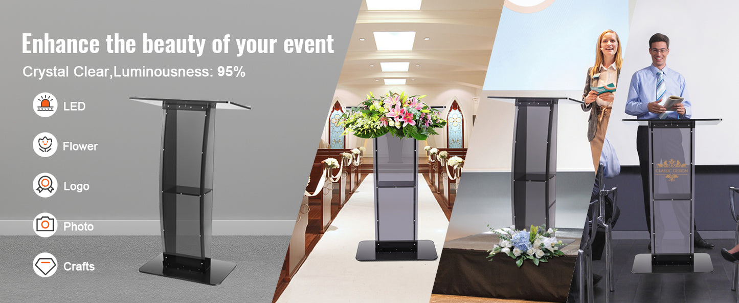 SucceBuy 47in Clear Acrylic Podium