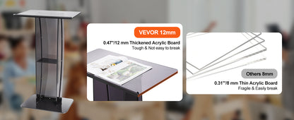 SucceBuy 47in Clear Acrylic Podium