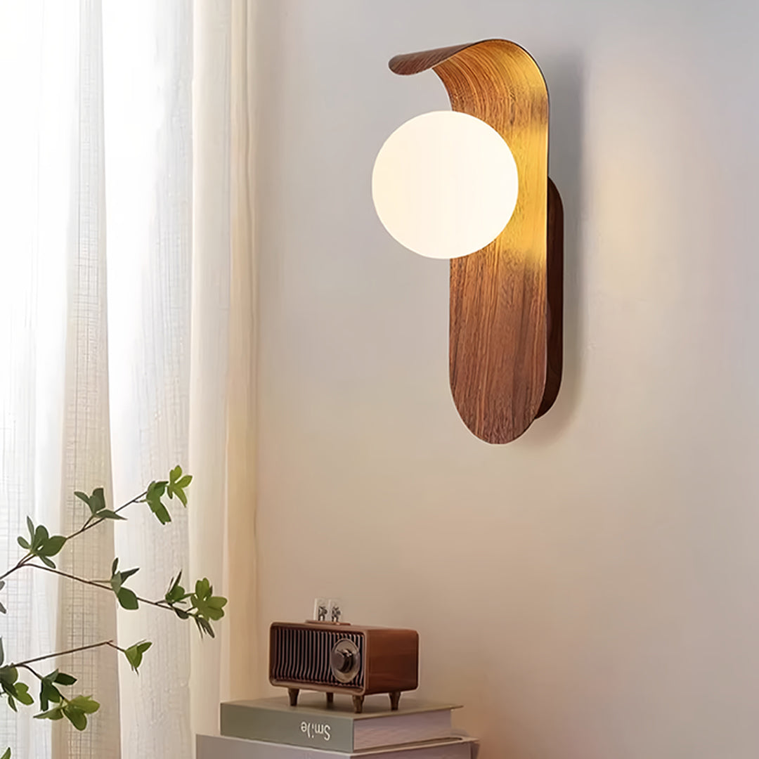 Artisan led lights for wall featuring handcrafted wood element in sophisticated interior design