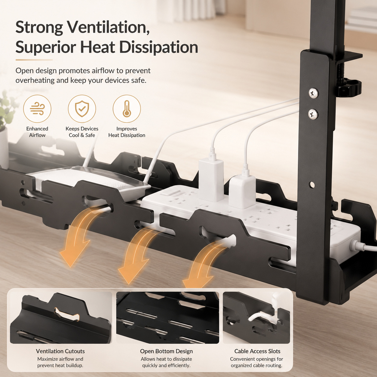 Telescopic Desk Cable Management Tray