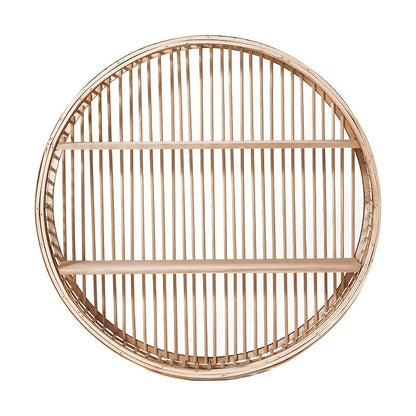 Round Bamboo Floating Wall Shelf